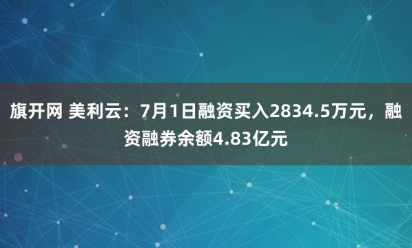 旗开网 美利云：7月1日融资买入2834.5万元，融资融券余额4.83亿元